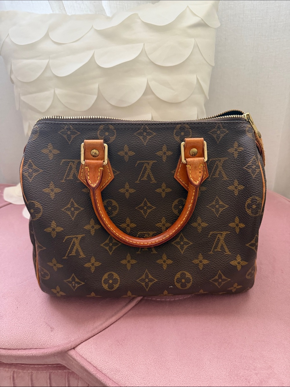Louis Vuitton Monogram speedy in Dark Brown with Tan Trim
